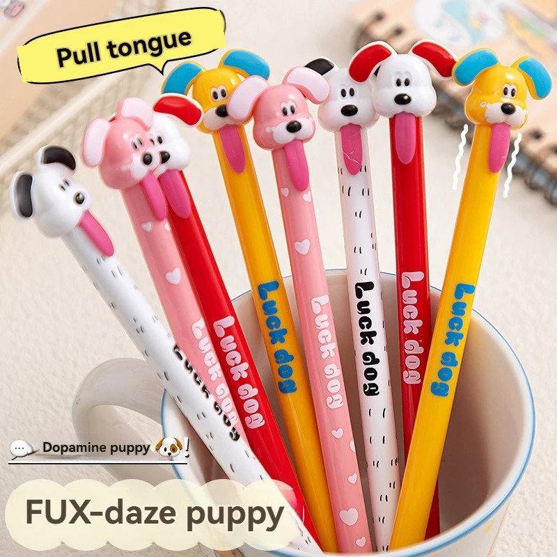 

4pc Gel Pen Neutral Pen Creative Cat and Tongue Pulling Core Creative Stress Relieving Pen Student Speed Drying Brush Question