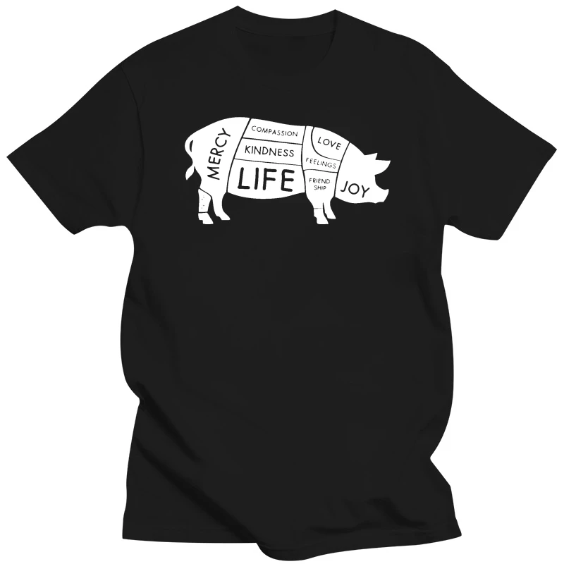 Women'S Tee Happy Vegan Pig T Shirt All Sizes Veggie Animal Rights Protest Alf Compassion Sale Woman Shirts