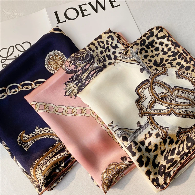 110X110CM Two Horse Golden Color 100% Mulberry Silk Square Scarf Wraps For Women  Shawl Sunshade 12MuMi