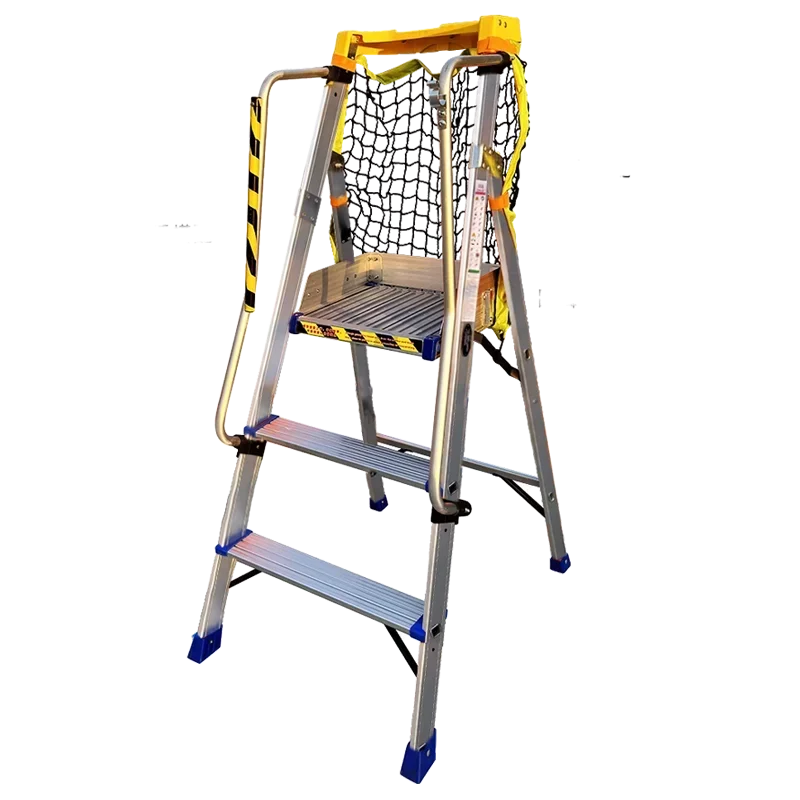 

Thickened aluminum alloy herringbone ladder project special with mesh handrail platform ladder folding construction site