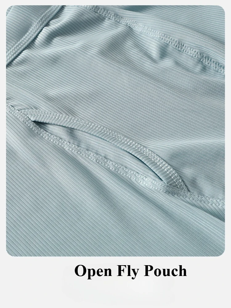 

Men's Fly Pouch Boxer Briefs Separate Front Open Underwear Anti-wear Long Leg Boxer Shorts Breathable Sport Support Underpant