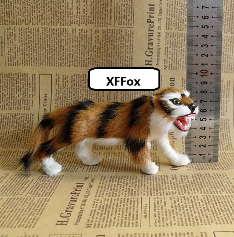 

small simulation tiger model polyethylene&furs cute real life open-mouth tiger gift 19x6x9cm xf2218