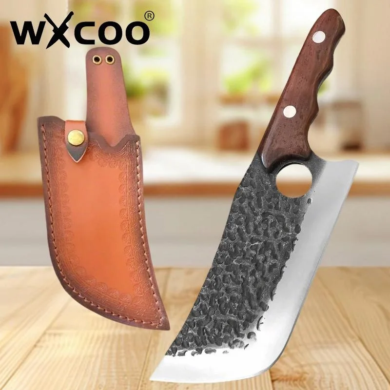 

WXCOO Kitchen Knives Cleaver Knife Wood Handle Hand Forged Blade Butcher Knife Meat Fish Chop Vegetables Chef Knife