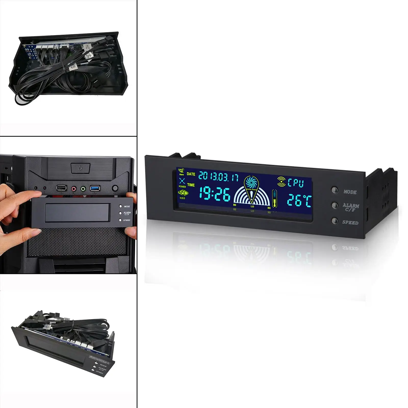 

Компьютерный монитор температуры 5,25 дюйма, 3 группы, внешнее расширение, дополнительный экран, оборудование, положение оптического привода, сделай сам, для женщин