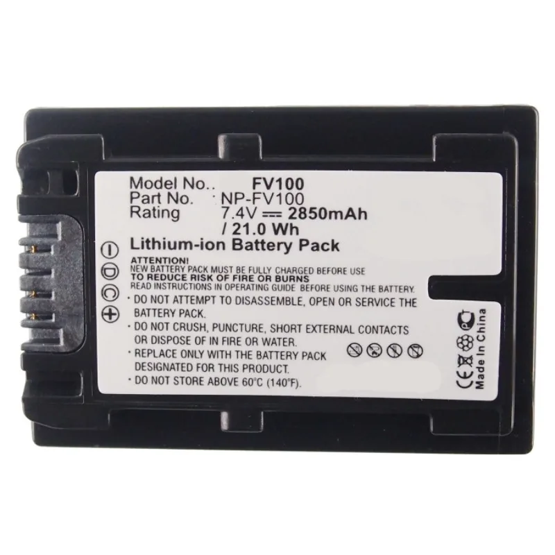 2850mAh NP-FV100 NP FV100 Camera Battery for Sony NP-FV30 HDR-CX230 HDR-CX150E HDR-CX170 CX300 Z1 FDR-AX100 HDR-HC3 CX370/V