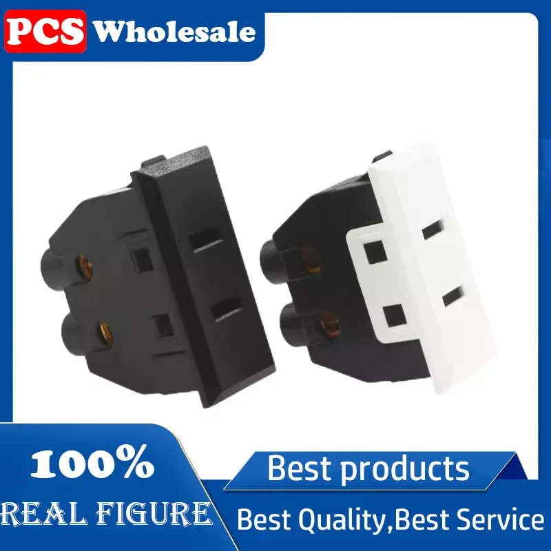 Rectangular panel size 20*43mm cassette type two-flat two-hole socket 2 pin power supply protection door socket 2 core