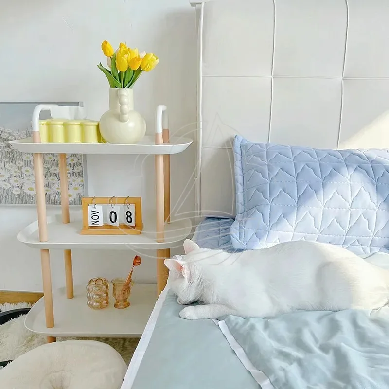 Bedside trolley rack, simple household pulley, multi-layer snack storage rack
