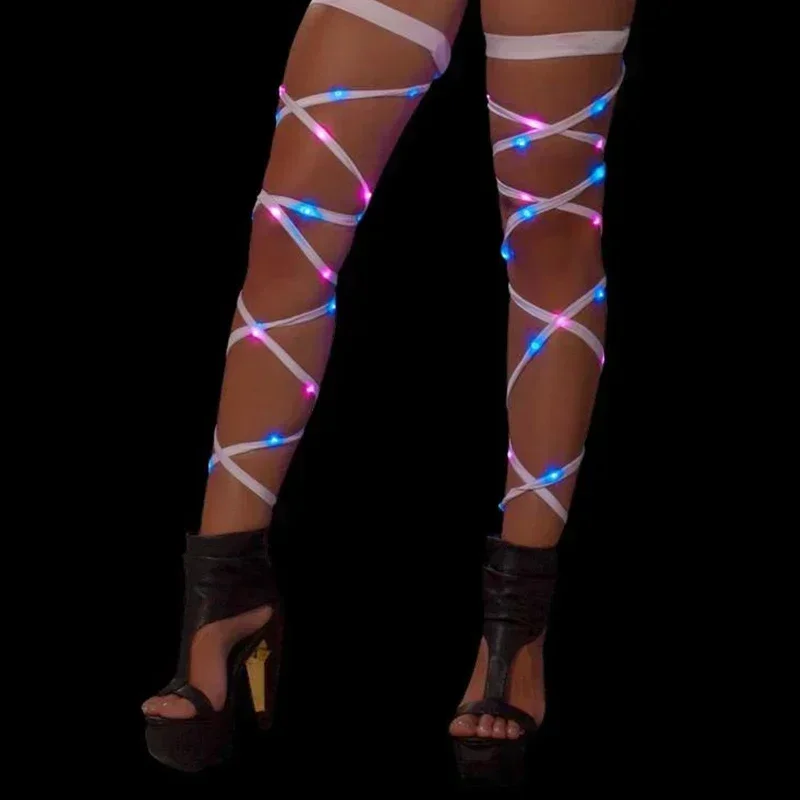 Luminous Leg Wraps Bandage Women Light Up Party Rave Outfit Fashion Gogo Costume Futuristic Clothing Dancer Accessories 2024