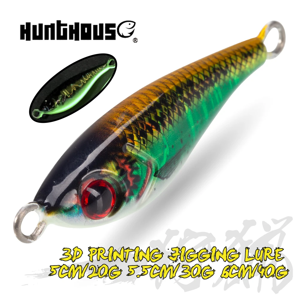 

Hunthouse Metal Jig Fishing Lure Globefish 3D Printing Sinking Jigging Hard Bait 20g 30g 40g Luminous Saltwater Sea Fish Tackle