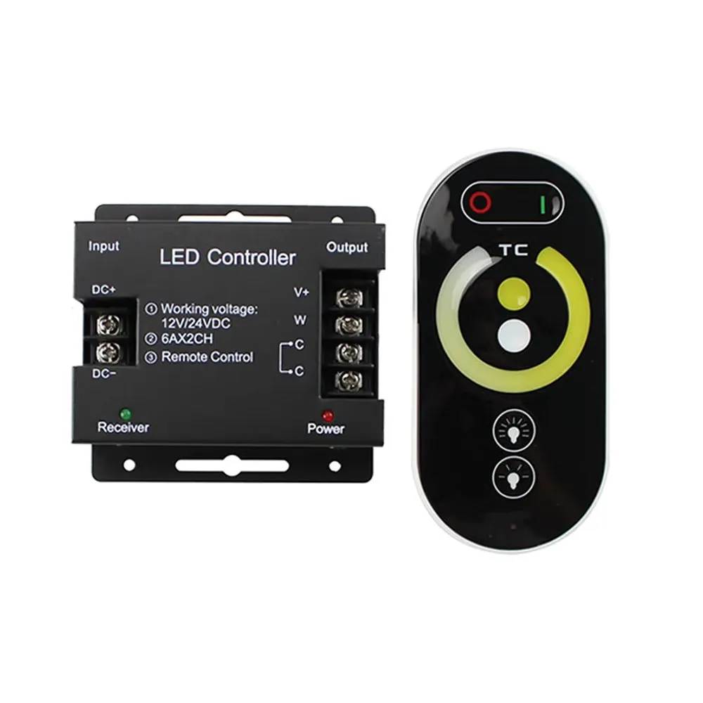LED full touch infinite CCT dimmer suitable for LED color temperature light with RF wireless remote control DC12V 24V