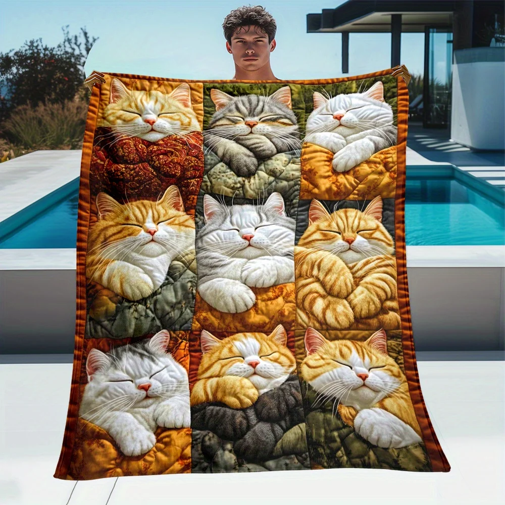 1 manta con estampado de gato bonito, perfecta para sofás, viajes, camping, salas de estar, oficinas y camas.