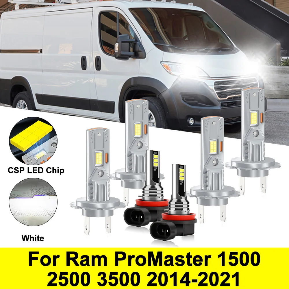 45000LM Canbus Car LED Headlight 6000K CSP Chips High Low Beam Fog Lamp 12V For Ram ProMaster 1500 2500 3500 2014-2021