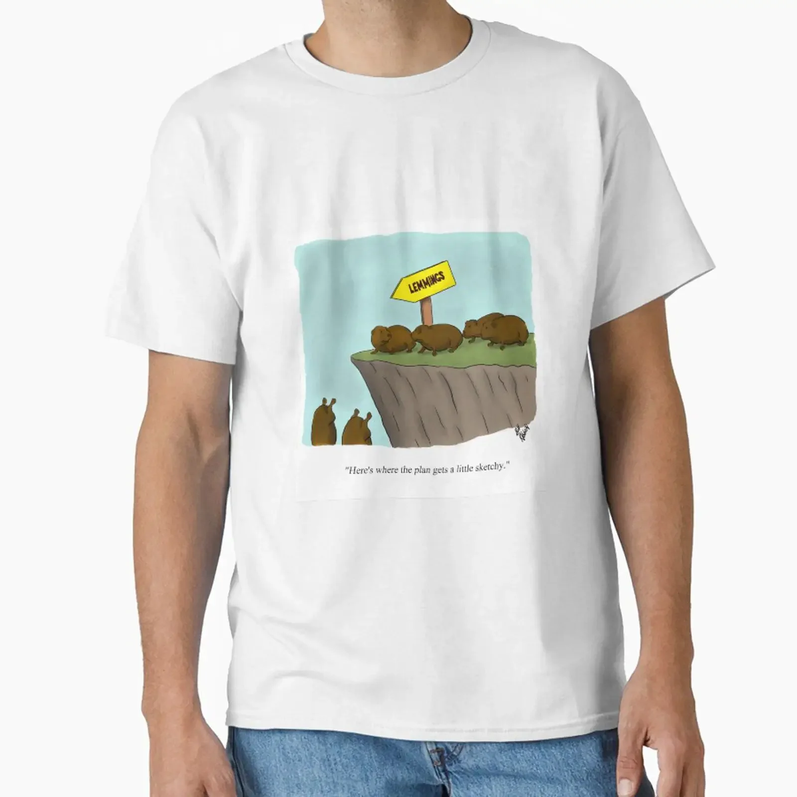 Funny Percenters Lemming Planning Cartoon Humor Classic T Shirt vintage Washed Versatile Stylish Top For Everyday Wear Casual