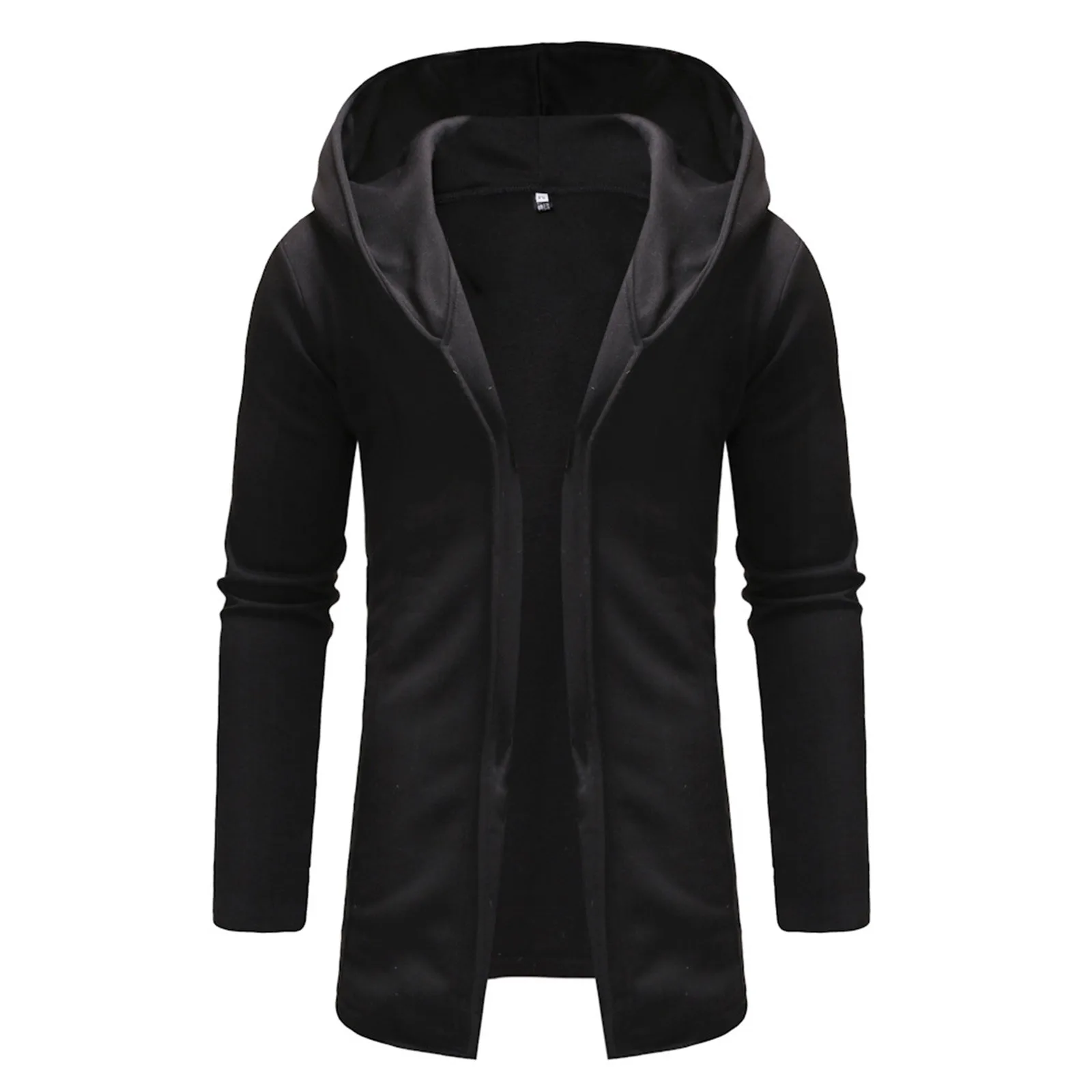 

Men's Coat Hooded Long Sleeve Casual Autumn Winter Coat Solid Color Zipper Cuff Warm Open Stitch Cardigan Jacket Outerwear