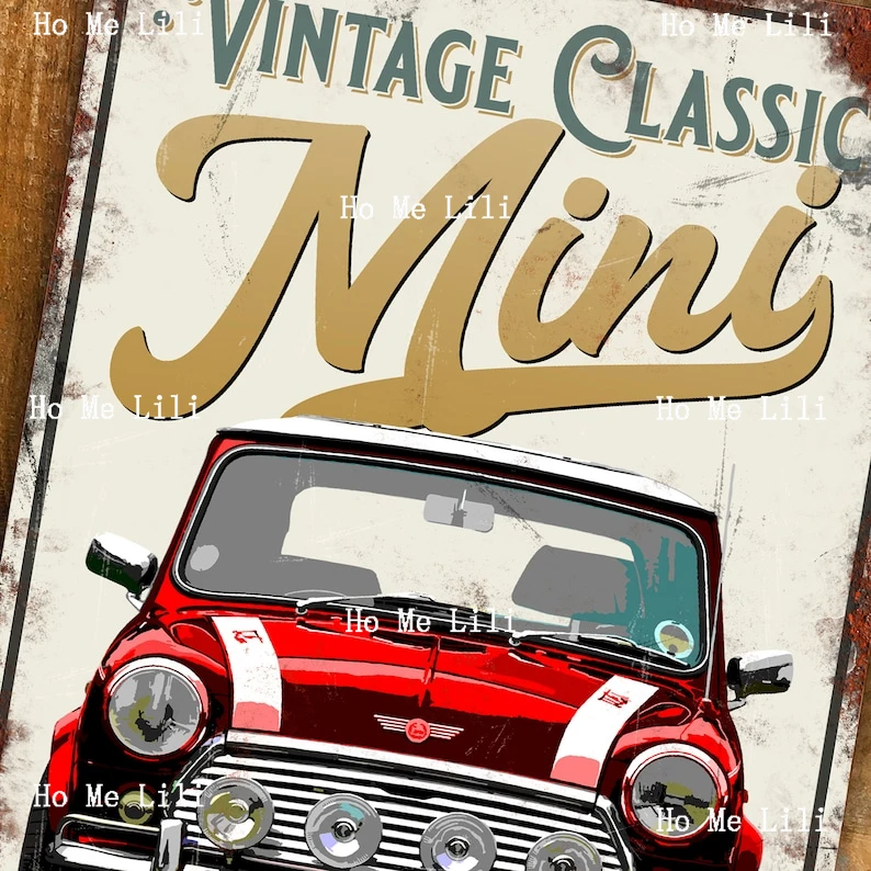 Personalised Vintage Mini Metal Tin Sign Wall Door Decor Classic Car Accessory Austin Rover Garage Man Cave Shed Retro Plaque