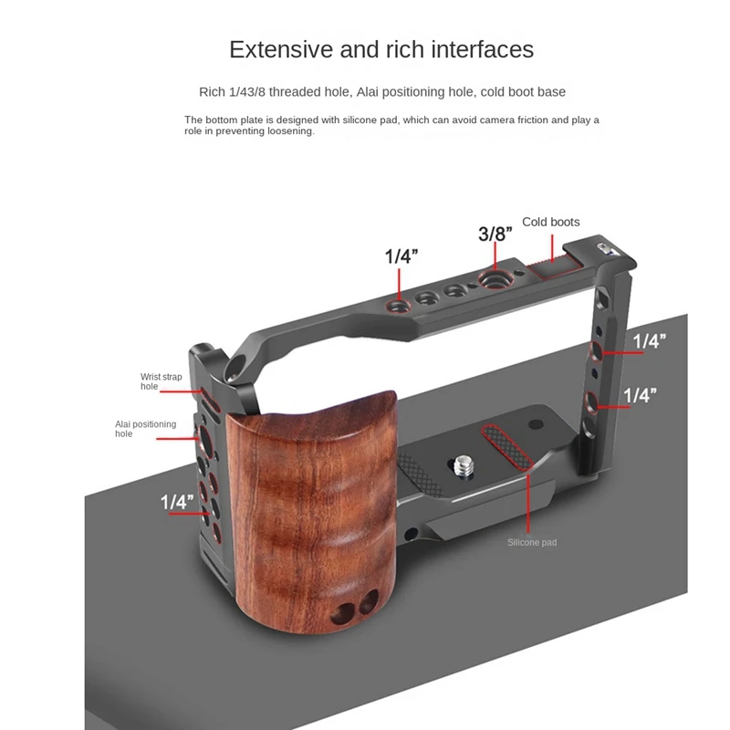 T04C-Camera Cage Rig Quick Release Plate Stabilizer Rig Protective For Sony ZVE10 DSLR Camera Video Shooting