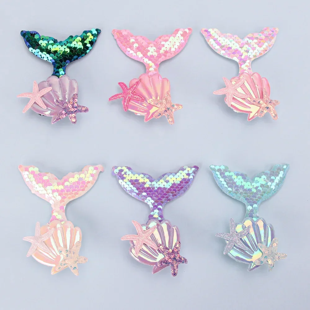 Shell Mermaid Baby Girls Hairpins Color Sequin Hair Clips Shiny Princess Accessories Sweet Duckbill Clip Photo Props Headwear