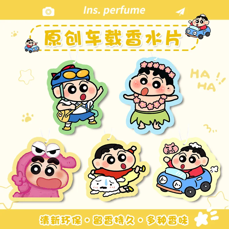 Kawaii Shin Chan Car Air Freshener Hanging Scent Card Rearview Mirror Pendant Indoor Odor Removal Aroma Decor Collectible Gift view 3