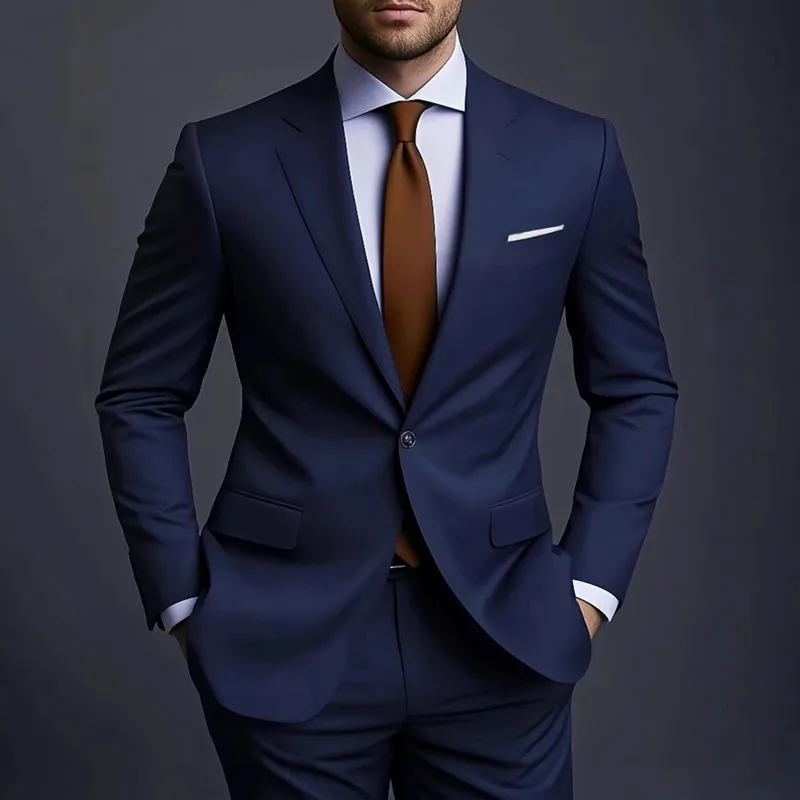 

High Quality Men Suits Outfits Fashion Single Breasted Notch Lapel Slim Fit 2 Piece Jacket Pants Sets Formal Male Clothing 2025