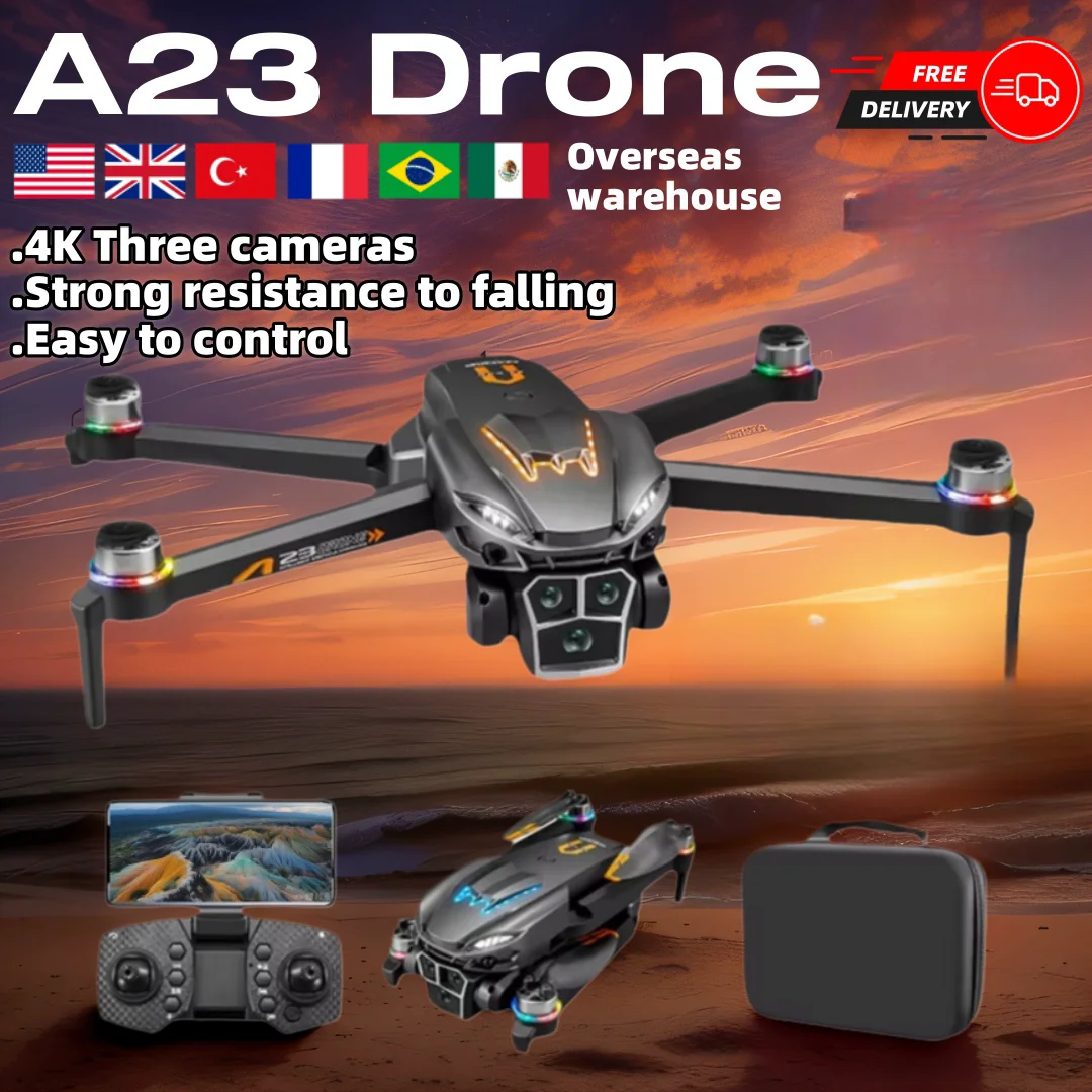 A23 Drone Color Breathing Light 4k Three Cameras Brushless Motor Fixed-point Hovering Intelligent Obstacle Avoidance Automatic