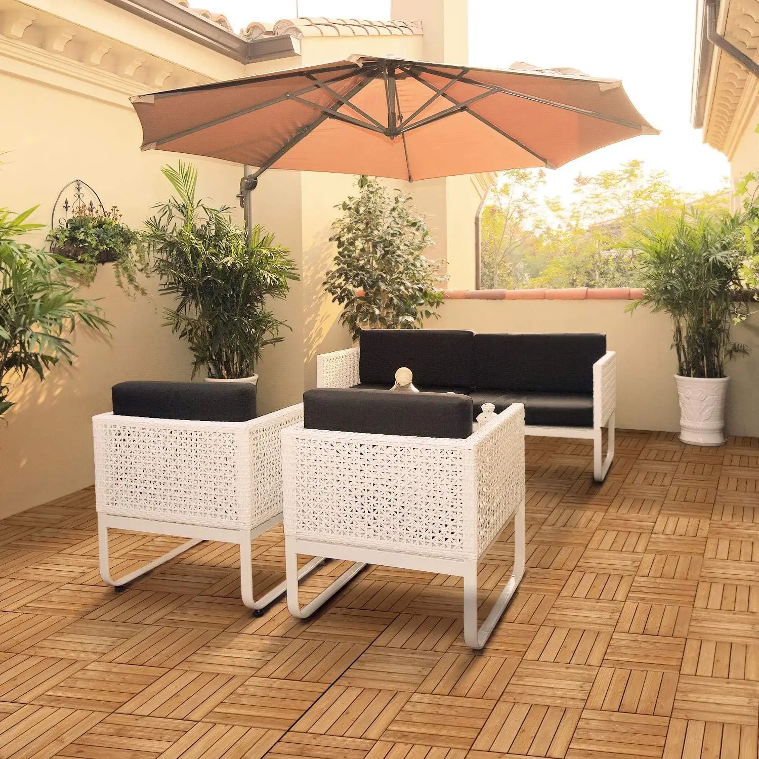 27 Uds. Pisos de madera entrelazados, baldosas para terraza de Patio, baldosas para terraza de madera dura, suelos para exteriores para jardín, madera Natural de 12x12 pulgadas