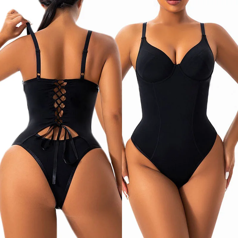 

GUUDIA со встроенным бюстгальтером, формирователь тела с завязками на спине, корректирующее белье с регулируемым ремешком, костюм для контроля живота, сексуальная спина