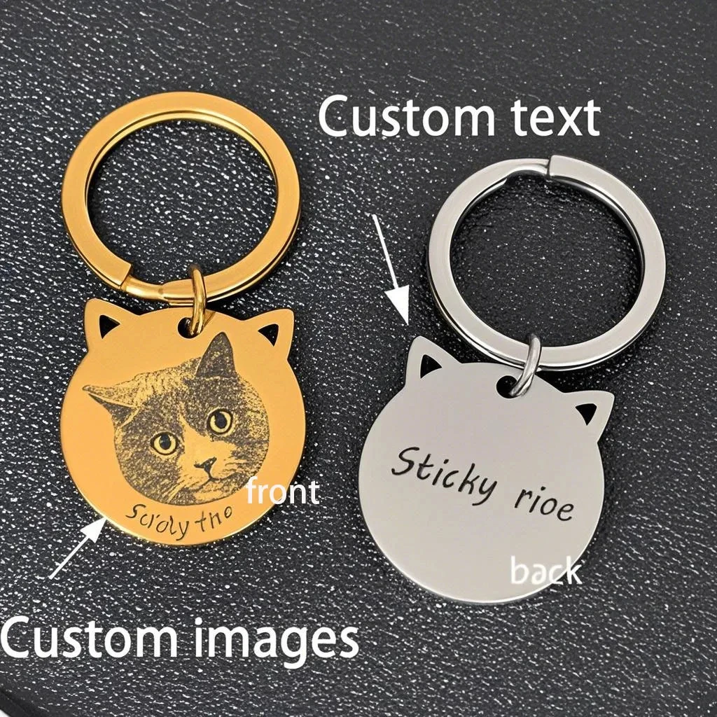 

Персонализированный брелок для ключей с фотографией домашних животных для любителей кошек и собак, круглый брелок для ключей из нержавеющей стали, лучший изысканный подарок на память