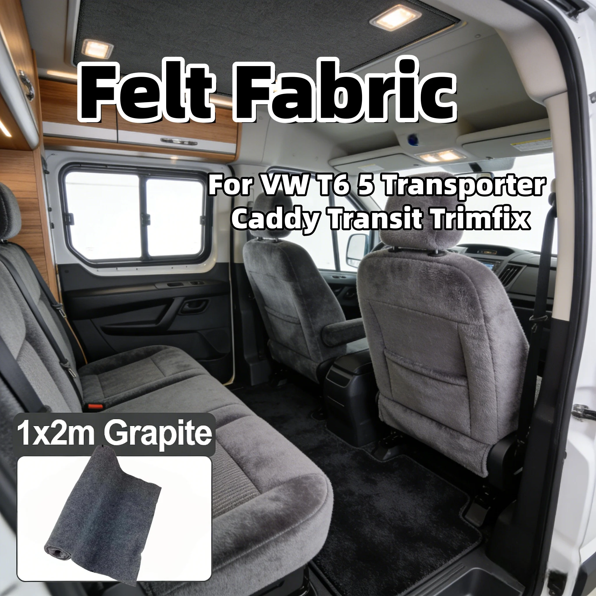 1x2m RV Sky Felt Fabric Replacement Renovate Upholstery Mat Carpet Flame Retardant For VW T6 5 Transporter Caddy Transit Trimfix