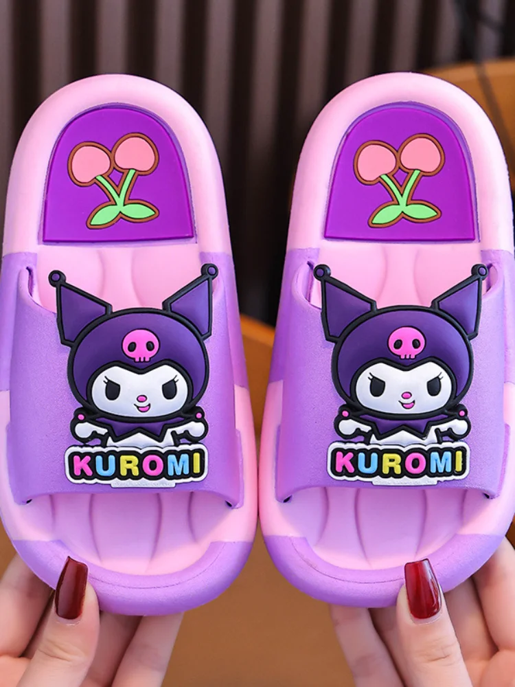 

Hot Sanrio Girl Kuromi Kawaii Fashion Outdoors Slippers Student Summer Non-Slip Wear-Resistant Child Cold Slippers New Style