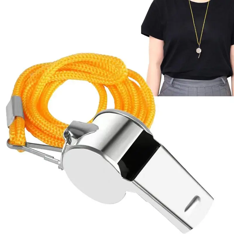 Soccer Referee Whistle Metal Referee Sports Whistles with Lanyard Ref Whistles for Adults Loud Crisp Sound Whistle for Coaches