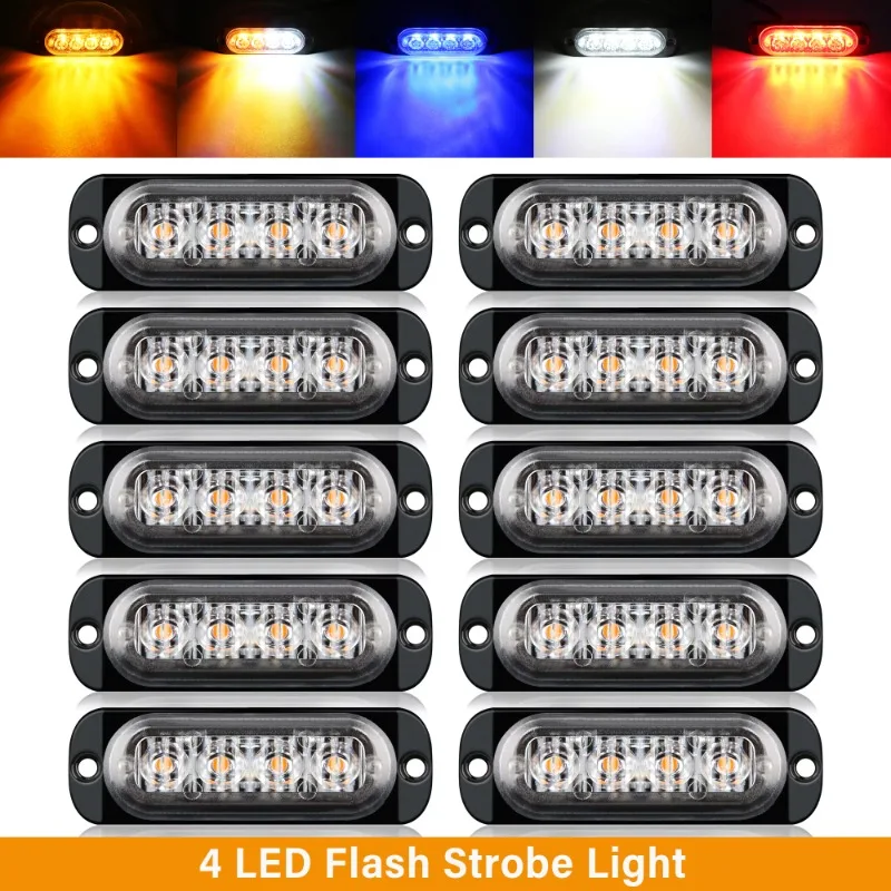

10/4PCS 12-24V Universal Led Side Marker Car Lights Indicator Lamp 4LED for Trailer Trucks Caravan Clearance Lamp Surface Mount
