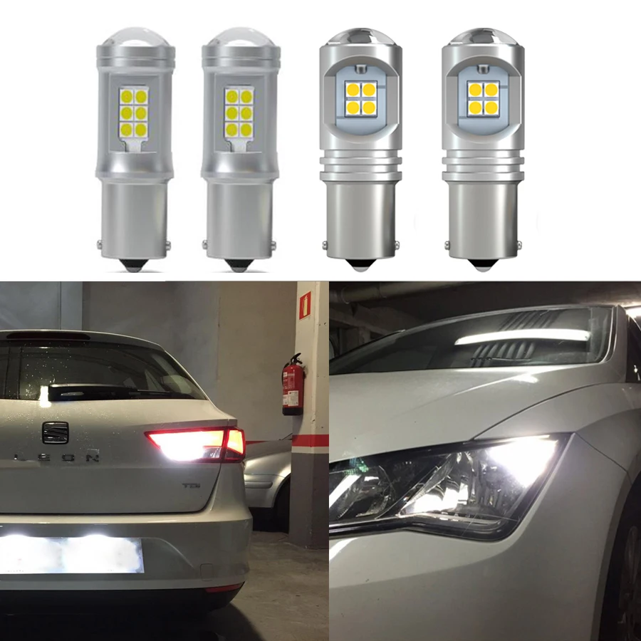 14.4W Pure White Canbus Error Free LED DRL Daytime Running Light Reverse Exterior Lights for Seat Leon 3 MK3 5F (2013+)