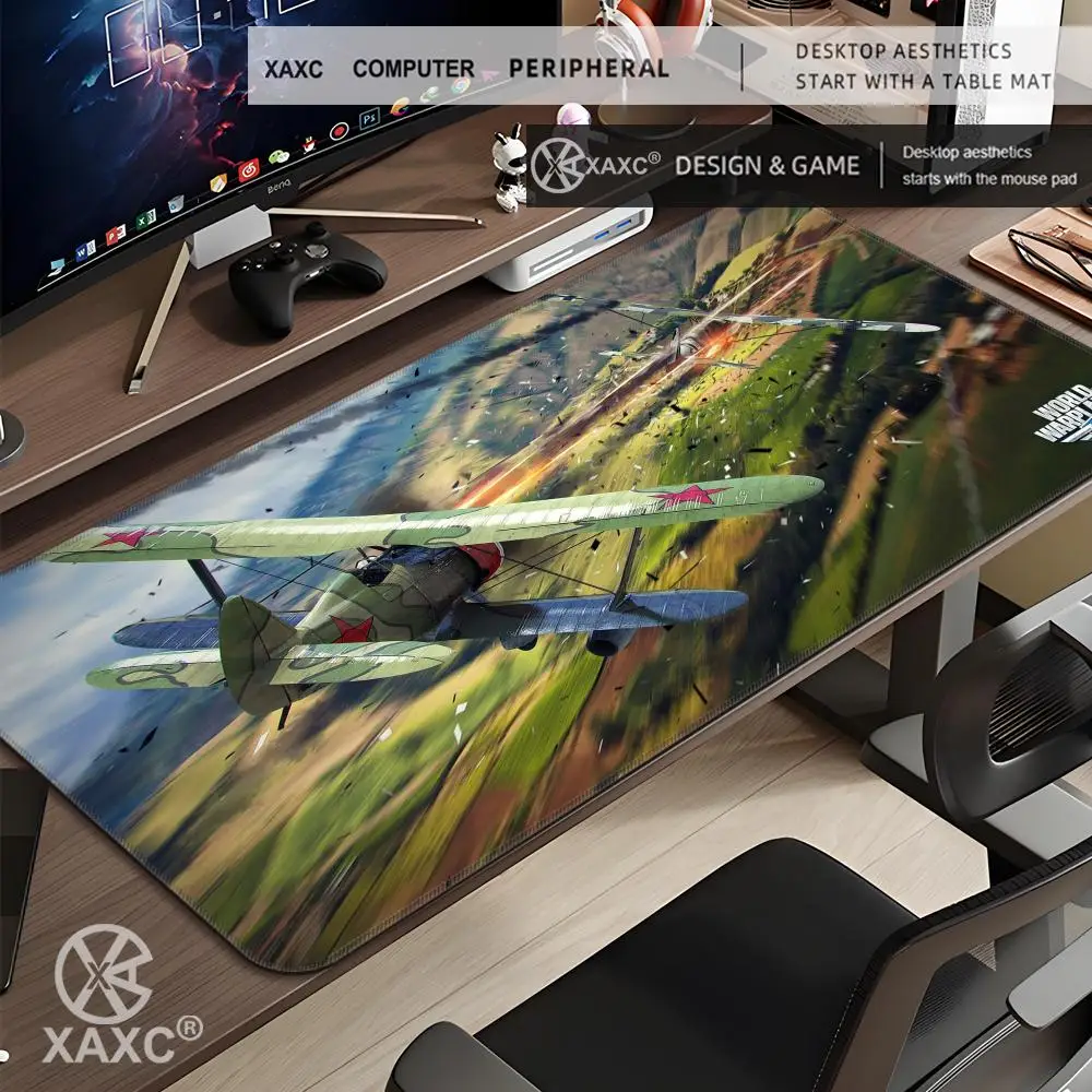 XXL W-World of W-Warplanes Mouse Pad Large Keyboard Mouse Desk Pad Non-slip Rubber Gaming Mouse Pad Laptop Mouse Carpet HYBXXC