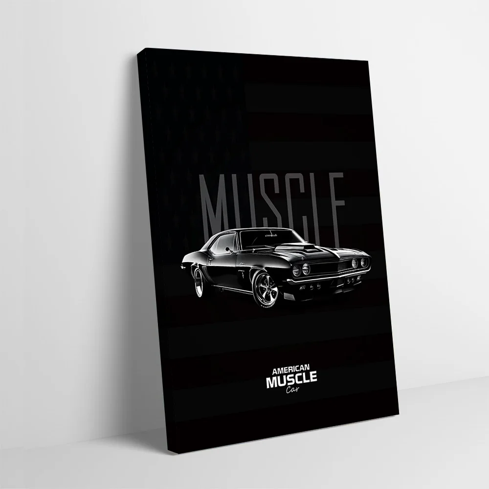 American Muscle Car Black and White Printing Poster Custom Pictures Wall Art Canvas Painting Gift for Living Room Decoration