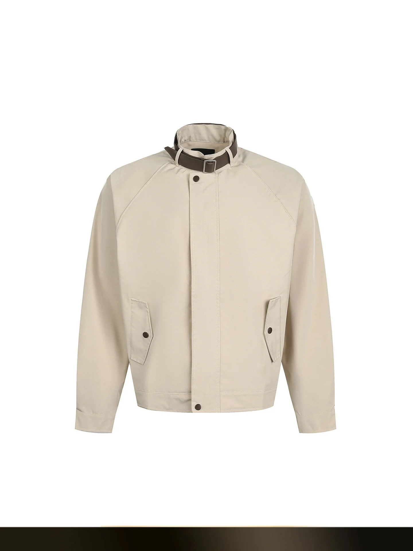 

American Retro Pure Color Stand Collar Workwear Jaet Casual Loose Couple Match Outerwear Polyester Fiber Long Sve Zipper