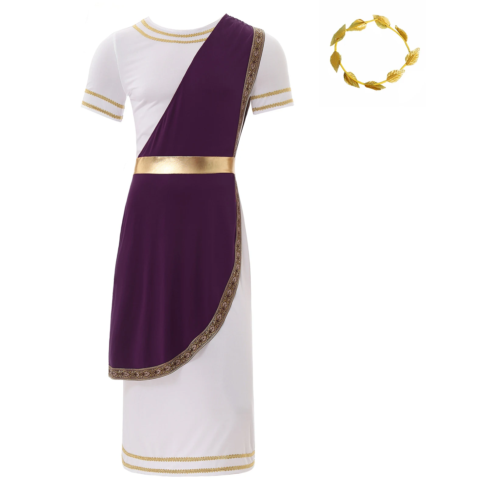 Men's Roman Julius Caesar Cosplay Costume Ancient Greek Retro Gold  Decoration Toga Roman Robe with Leaf Crown Carnival Dress Up - AliExpress