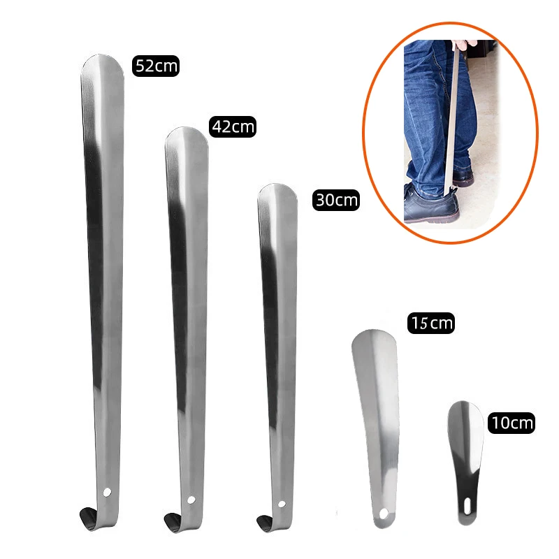 1pcs Portable Home Supply Stainless Steel Shoes Lifter Shoespooner Durable Tool Wearing Long Handle Pull Professional Shoehorns