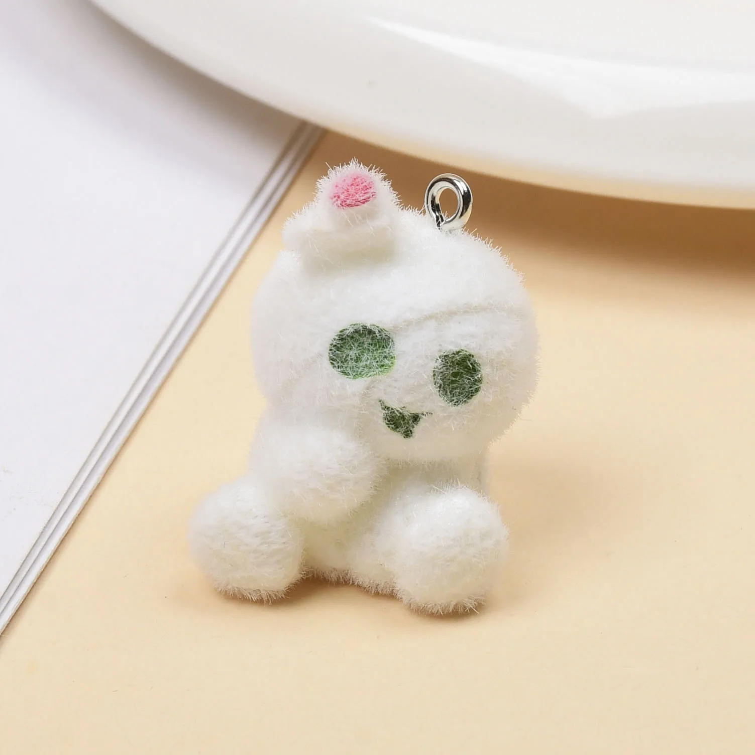 30pcs 3D Flocking Resin Cute Halloween Mummy Cartoon Animal Charms For Keychain Necklace Earnings Making DIY Jewelry Accessories