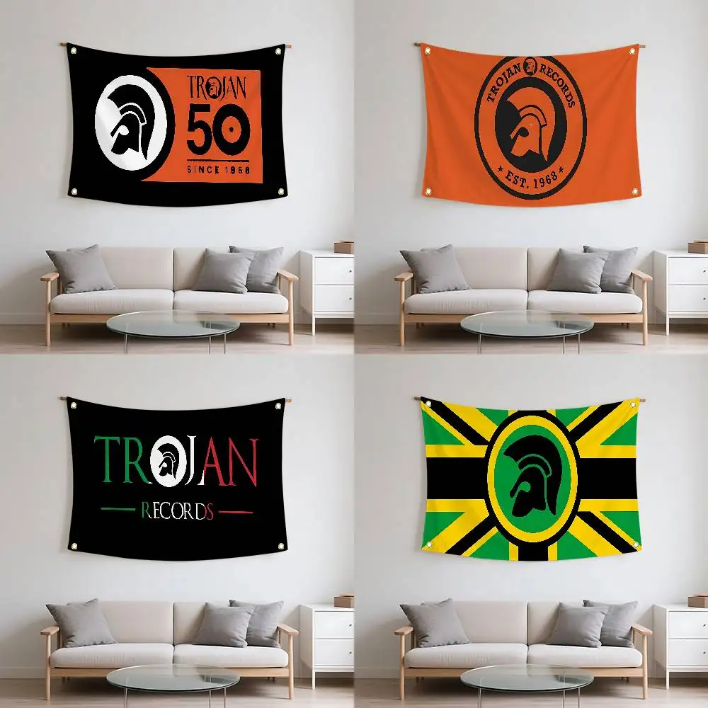 bilibili Drapeaux avec logo Trojan Records, décoration de chambre, décorations d'extérieur, articles personnalisés, drapeaux pour chambres à coucher, maison, drôle