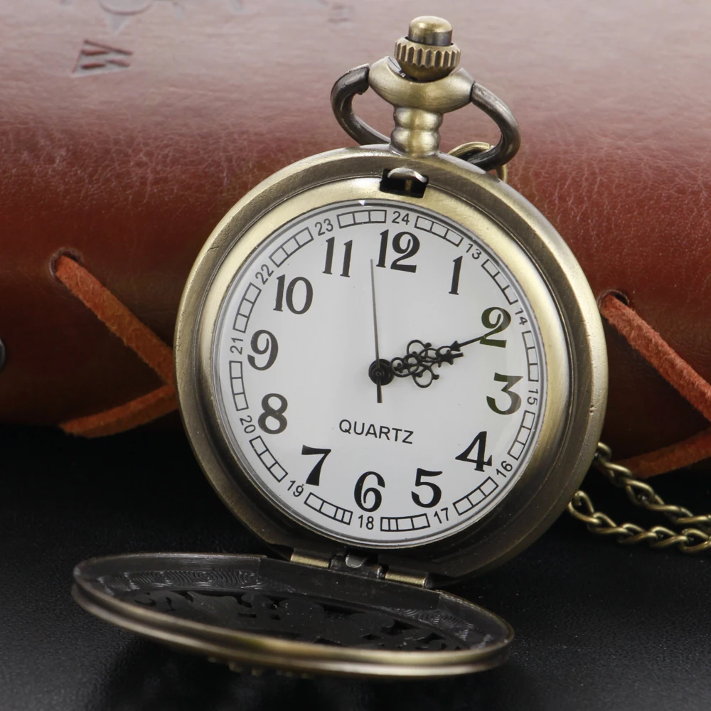 Reloj de bolsillo de cuarzo con indicador de conejo y brújula perdida de cuento de hadas Vintage, accesorios Retro de bronce para hombres y mujeres, reloj de regalo