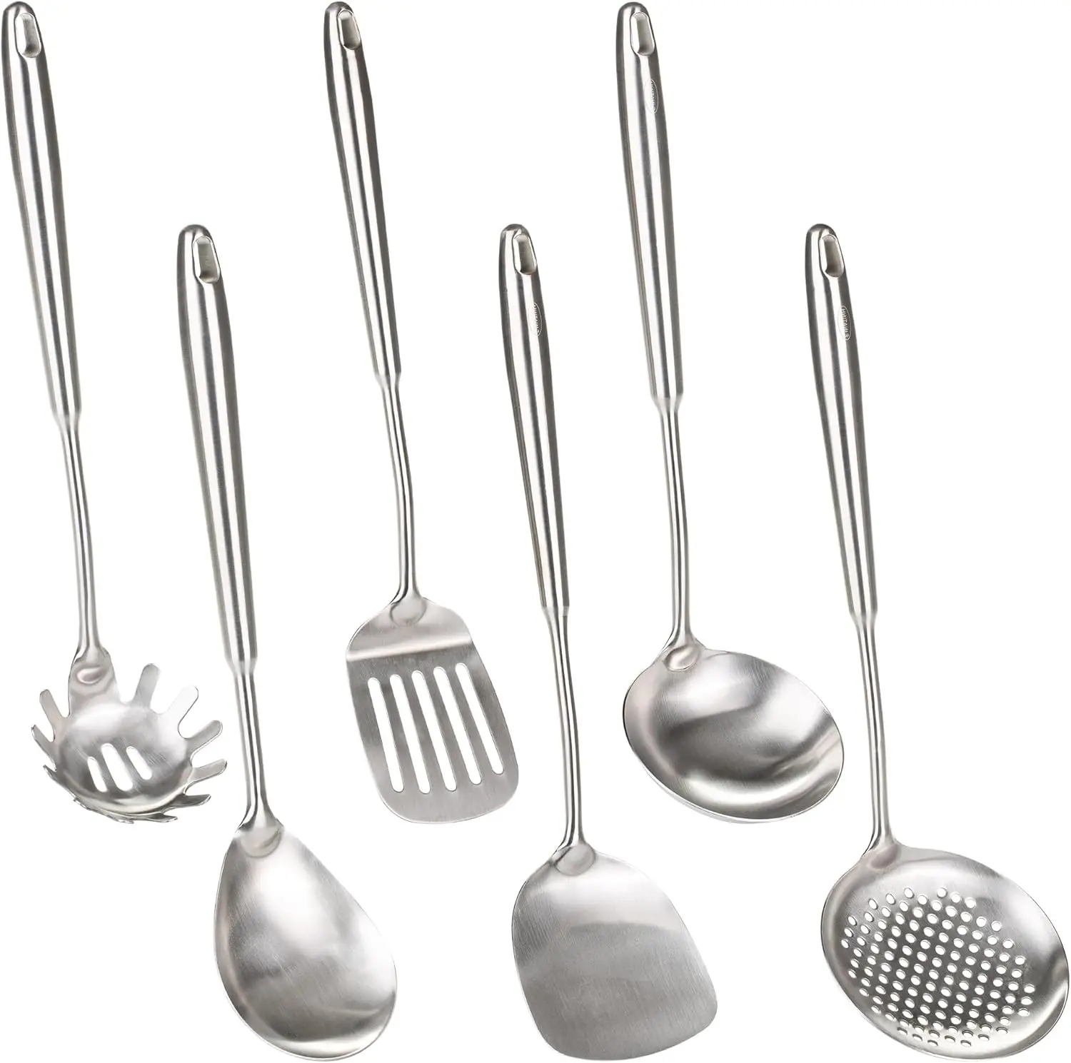 

6-Piece Stainless Steel Wok Spatula Set, Nonstick Kitchen Utensils with Ladle and Colander