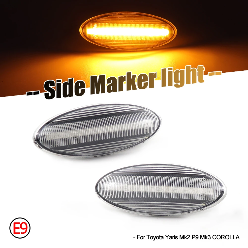 2 pieces Led Dynamic Side Marker Turn Signal Lights Sequential Blinker For Toyota Yaris Mk2 P9 RAV4 Mk3 ACA3/ALA3 Auris Mk1 E15