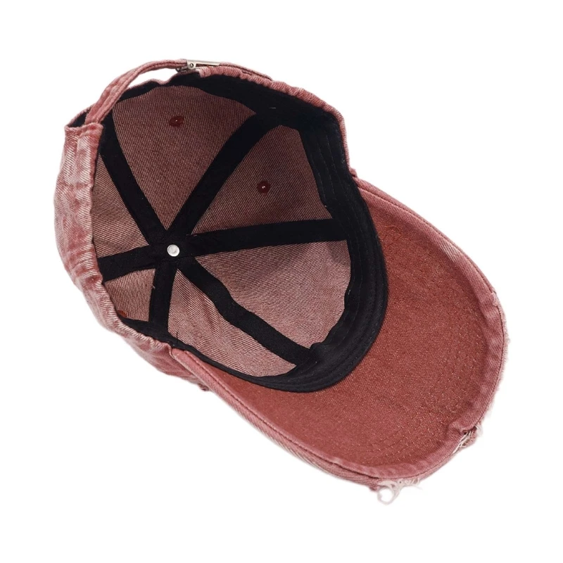 50JB Distress Baseball Hat for Female Girl WashedFabric Hat Sunproof Peaked Hat Outdoor Hat Fashion Ripped Baseball Hat