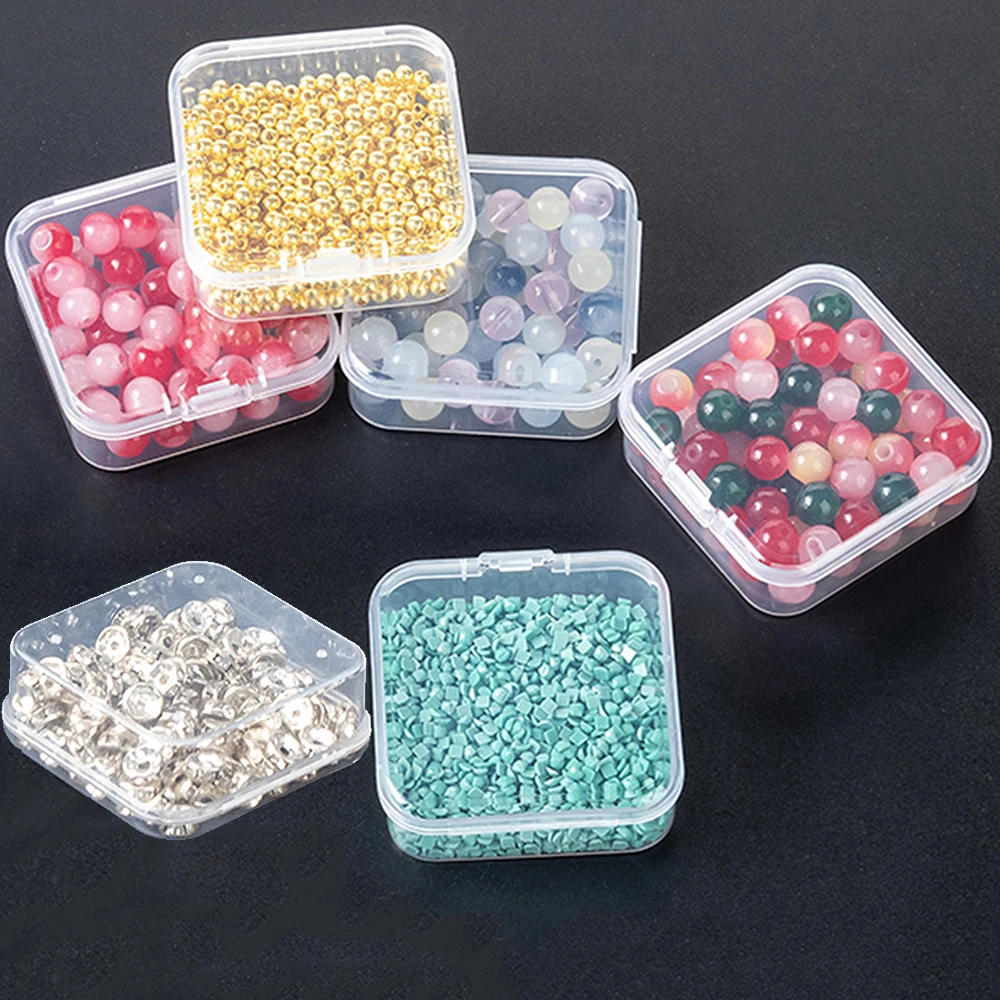 Transparent plastic craft storage box, portable multifunctional storage box, suitable for jewelry, beads, DIY art supplies