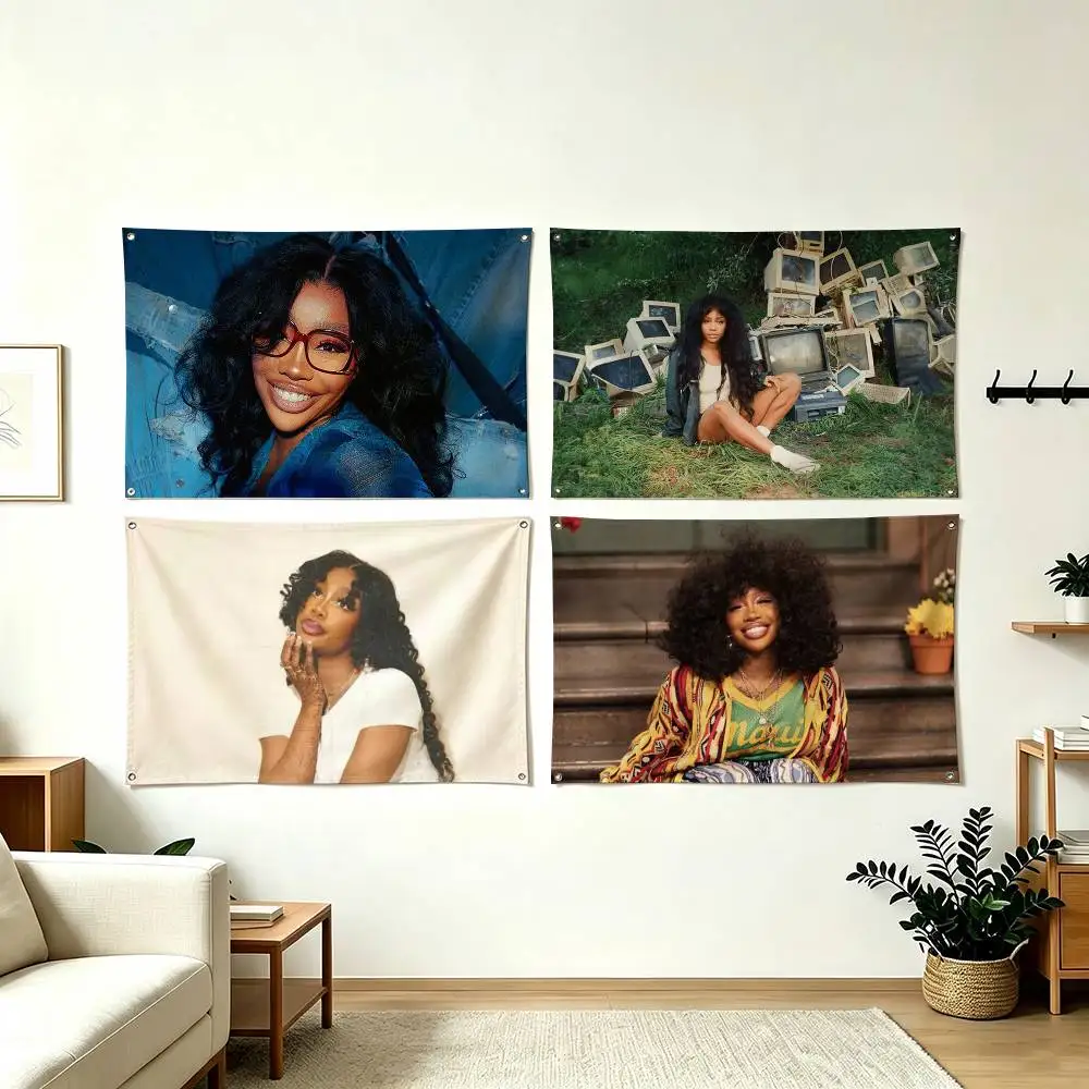S-SZA Solana Rowe Music Icon  Flag Suitable For Party Club Outdoor Interior Wall Decoration Banner Fans Gift