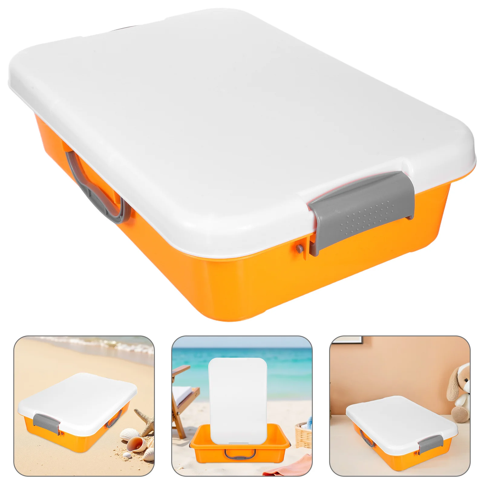 กล่องเก็บทรายเด็กแบบพกพาพร้อมฝาปิด ใช้ได้ทั้งในบ้านและนอกบ้าน กล่องจัดระเบียบทรายแบบถือสำหรับอุปกรณ์เสริมทราย กล่องทรายเด็ก