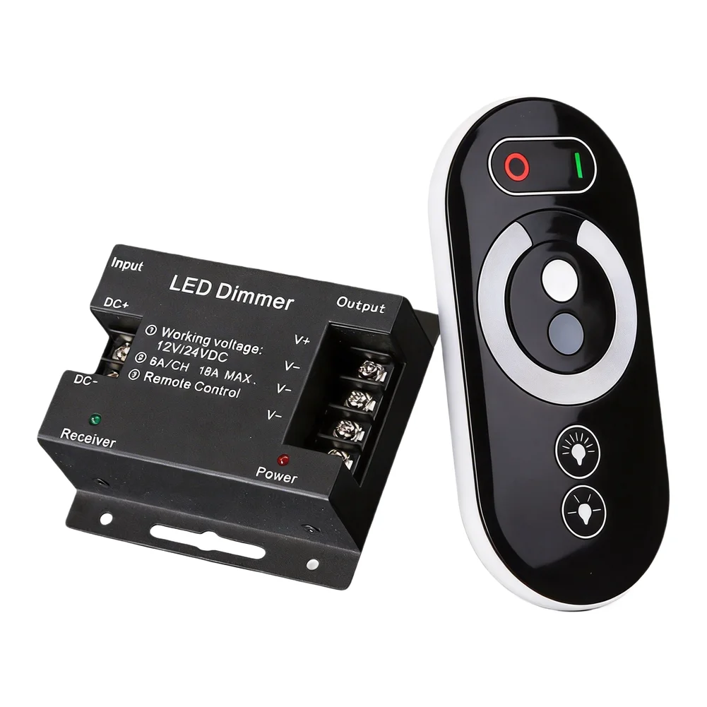 RF Wireless Touch Dimming Controller 12V 24V 18A for LED Light Strips Monochrome Panels and Point Light Sources