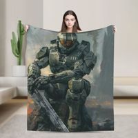Masterchief Game H-Halo Warm Blankets Travel Office Plush Bedding Throws Funny Outdoor Flannel Bedspread Sofa Bed Cover
