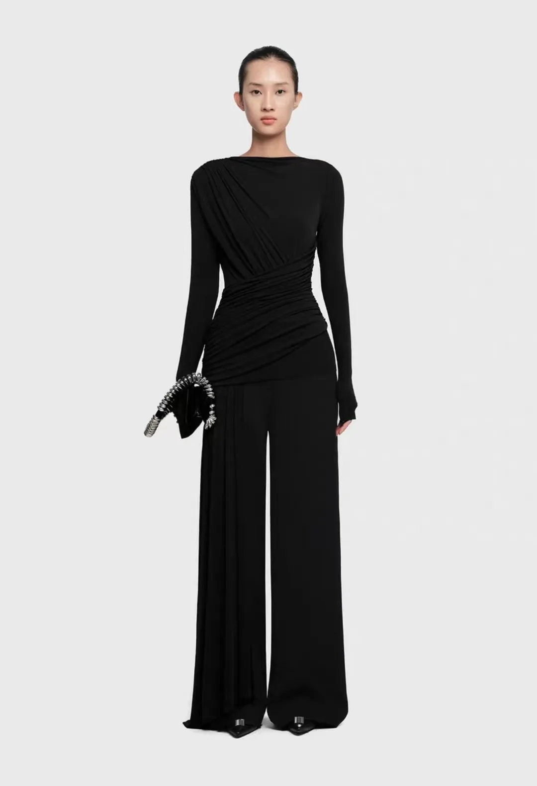 

Элегантные плиссированные вечерние платья с длинными рукавами, сексуальное длинное платье знаменитостей, изысканное платье высокого качества для выпускного вечера для женщин по индивидуальному заказу