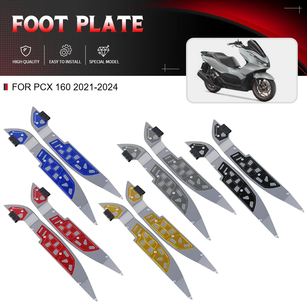 

For HONDA PCX 160 2021-2022-2023-2024 Foot Plate Motorcycle PCX CNC Aluminium Footrest Footboard Pedals steps Foot Pad Foot Pegs